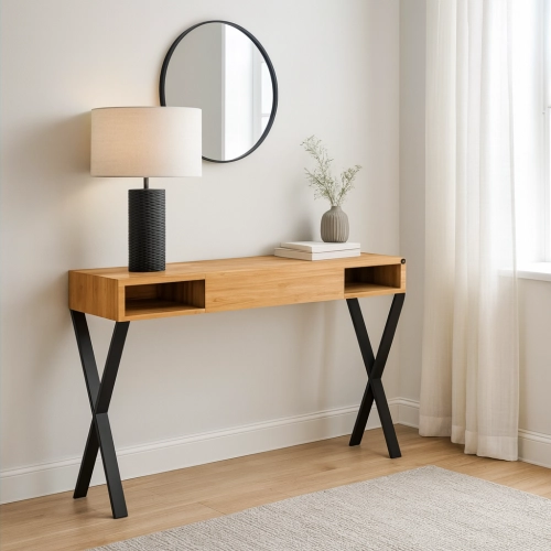 KONSOLA Z SZUFLADĄ DREWNO LITE DĄB OLCHA SKD-287