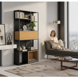 REGAŁ NA KSIĄŻKI METALOWE DREWNO LITE DĄB JESION OLCHA RNK-166