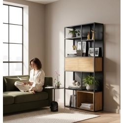 REGAŁ NA KSIĄŻKI METALOWE DREWNO LITE DĄB JESION OLCHA RNK-168