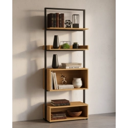 REGAŁ NA KSIĄŻKI METALOWE DREWNO LITE DĄB JESION OLCHA RNK-127B