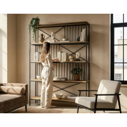 REGAŁ NA KSIĄŻKI METALOWE DREWNO LITE DĄB JESION OLCHA RNK-114