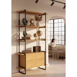 REGAŁ NA KSIĄŻKI METALOWE DREWNO LITE DĄB JESION OLCHA RNK-120