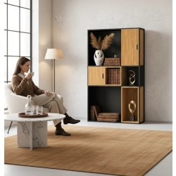 REGAŁ NA KSIĄŻKI METALOWE DREWNO LITE DĄB JESION OLCHA RNK-155