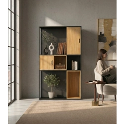 REGAŁ NA KSIĄŻKI METALOWE DREWNO LITE DĄB JESION OLCHA RNK-158