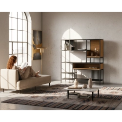 REGAŁ NA KSIĄŻKI METALOWE DREWNO LITE DĄB JESION OLCHA RNK-154