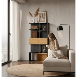 REGAŁ NA KSIĄŻKI METALOWE DREWNO LITE DĄB JESION OLCHA RNK-167