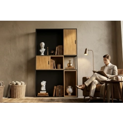 REGAŁ NA KSIĄŻKI METALOWE DREWNO LITE DĄB JESION OLCHA RNK-159