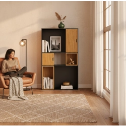 REGAŁ NA KSIĄŻKI METALOWE DREWNO LITE DĄB JESION OLCHA RNK-162