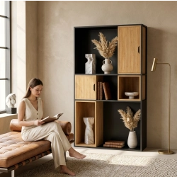 REGAŁ NA KSIĄŻKI METALOWE DREWNO LITE DĄB JESION OLCHA RNK-161