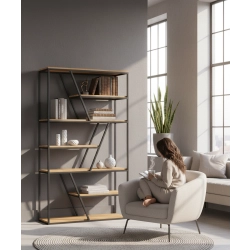 REGAŁ NA KSIĄŻKI METALOWE DREWNO LITE DĄB JESION OLCHA RNK-116