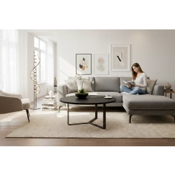 STOLIK KAWOWY Metalowy Blat Czarny Płyta MDF  STK-921