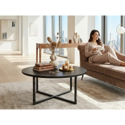 STOLIK KAWOWY Metalowy Blat Czarny Płyta MDF  STK-926