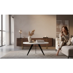 STOLIK KAWOWY Metalowy Blat Biały Płyta MDF  STK-927