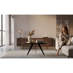 STOLIK KAWOWY Metalowy Blat Czarny Płyta MDF  STK-928