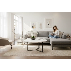 STOLIK KAWOWY Metalowy Blat Biały Płyta MDF  STK-922