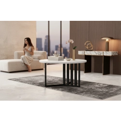 STOLIK KAWOWY Metalowy Blat Biały Płyta MDF  STK-923