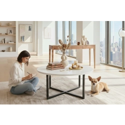 STOLIK KAWOWY Metalowy Blat Biały Płyta MDF  STK-925