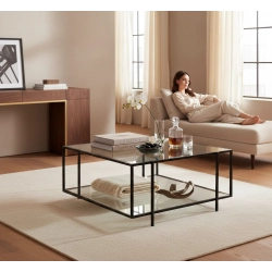 ST-75 STOLIK KAWOWY STAL NIERDZEWNA POLEROWANA - SZCZOTKOWANA SZYBA HARTOWANA