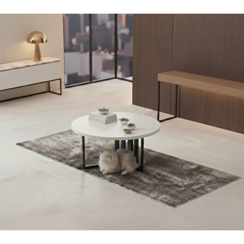 STOLIK KAWOWY Metalowy Blat Biały Płyta MDF  STK-923