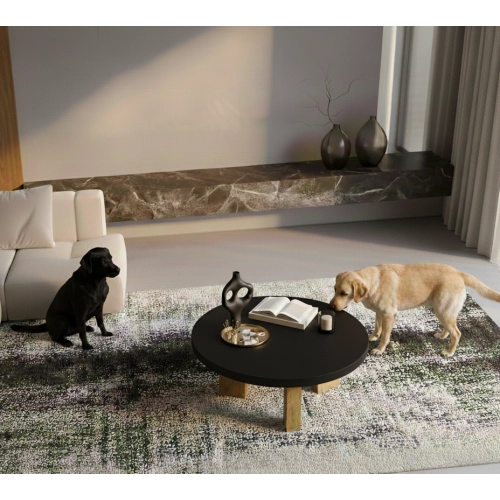 STOLIK KAWOWY z Drewna Litego Dębowego Blat Czarny Płyta MDF  STK-933