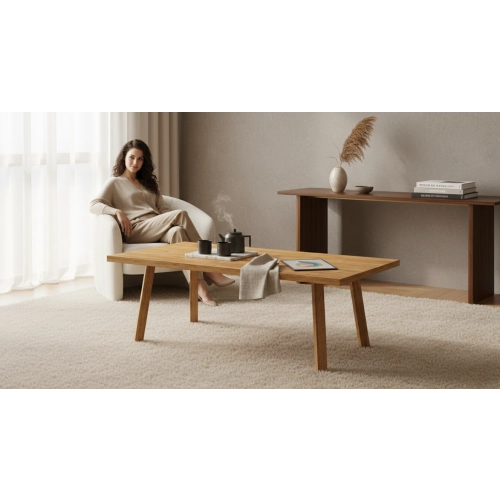 STOLIK KAWOWY z Drewna Litego  Dębowego - Jesionowego  STK-914