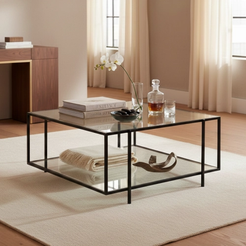 ST-75 STOLIK KAWOWY STAL NIERDZEWNA POLEROWANA - SZCZOTKOWANA SZYBA HARTOWANA