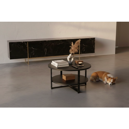 STOLIK KAWOWY Metalowy Blat Czarny Płyta MDF  STK-920