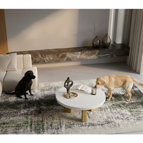 STOLIK KAWOWY z Drewna Litego Dębowego Blat Biały Płyta MDF  STK-934