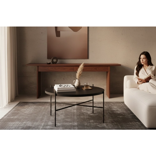 STOLIK KAWOWY Metalowy Blat Czarny Płyta MDF  STK-929