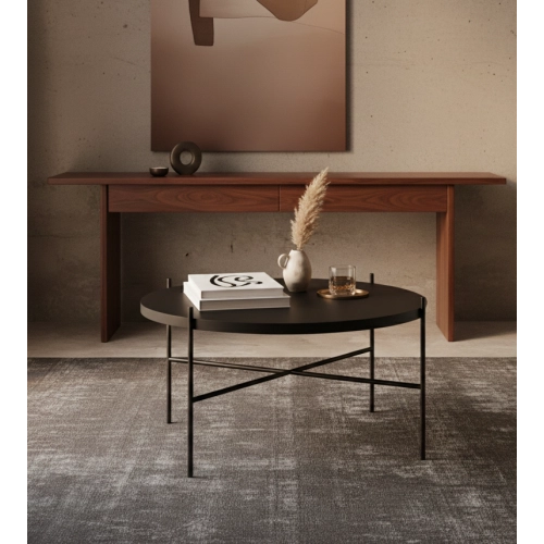 STOLIK KAWOWY Metalowy Blat Czarny Płyta MDF  STK-929