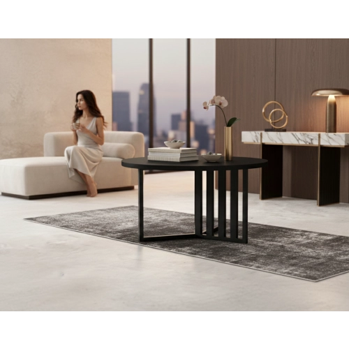 STOLIK KAWOWY Metalowy Blat Czarny Płyta MDF  STK-924