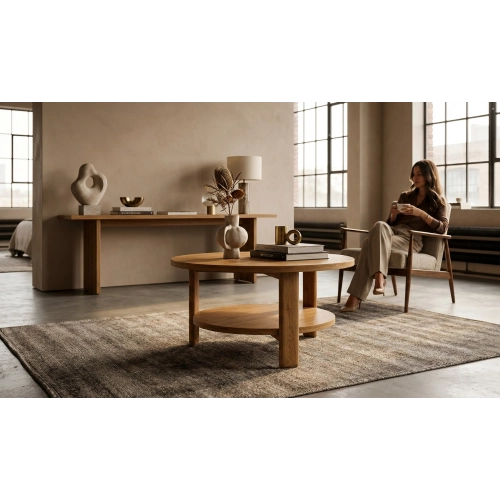 STOLIK KAWOWY z Drewna Litego  Dębowego - Jesionowego  STK-907