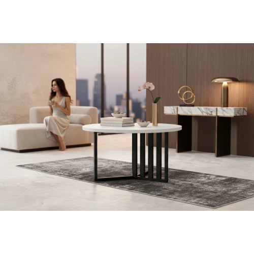 STOLIK KAWOWY Metalowy Blat Biały Płyta MDF  STK-923