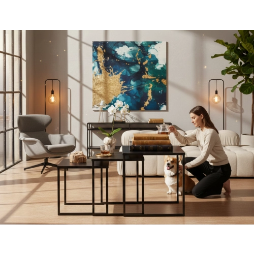 KOMPLET STOLIKÓW KAWOWY 3 w 1 STAL STK-155