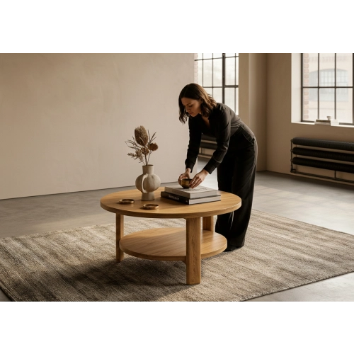 STOLIK KAWOWY z Drewna Litego  Dębowego - Jesionowego  STK-907