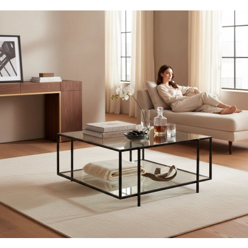 ST-75 STOLIK KAWOWY STAL NIERDZEWNA POLEROWANA - SZCZOTKOWANA SZYBA HARTOWANA