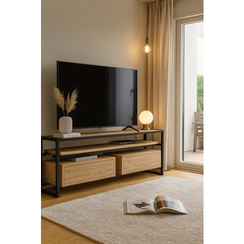 Szafka RTV-77 Drewno Lite Dąb Loft Lakier Rozmiary od 100 cm do 200 cm PREMIUM