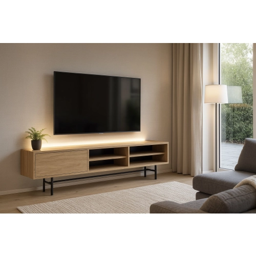 Szafka RTV-55 Drewno Lite Dąb Loft Lakier Rozmiary od 100 cm do 200 cm PREMIUM