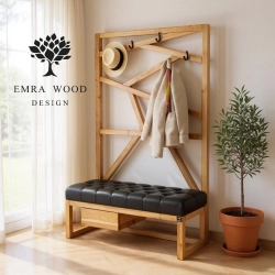 Ławka Szafka Pufa Pikowane Siedzisko Ekoskóra Czarny Wieszak LPP-14 Rozmiary od 50 cm do 200 cm