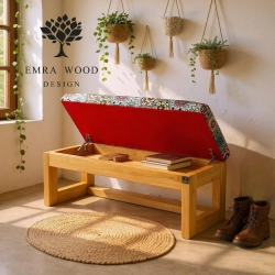 Ławka Szafka Pufa Tapicerowana Siedzisko Gładkie Hexagony Mandala LGS-27 Rozmiary od 50 cm do 200 cm