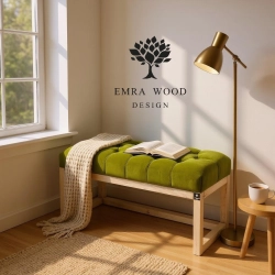 Ławeczka Pufa Pikowana Zieleń Pistacja Guzik Tapicerowany LPP-2 Rozmiary od 50 cm do 200 cm