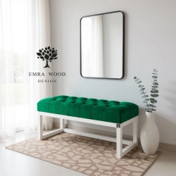 Ławeczka Pufa Pikowana Butelkowa Zieleń  Guzik Tapicerowany LPP-2 Rozmiary od 50 cm do 200 cm