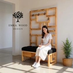 Ławka Szafka Pufa Pikowane Siedzisko Czarny Wieszak LPP-66 Rozmiary od 50 cm do 200 cm