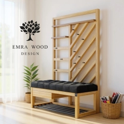 Ławka Szafka Pufa Pikowane Siedzisko Czarny Wieszak LPP-123 Rozmiary od 50 cm do 200 cm