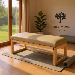 Ławka Pufa Tapicerowana Siedzisko Gładkie Ekoskóra Beż LPG-2 Rozmiary od 50 cm do 200 cm