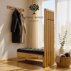 Ławka Szafka Pufa Pikowane Siedzisko Czarny Wieszak LPP-126 Rozmiary od 50 cm do 200 cm