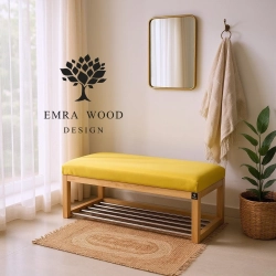 Ławka Pufa Tapicerowana Siedzisko Gładkie Żółcień Cytrynowa LPG-4 Rozmiary od 50 cm do 200 cm