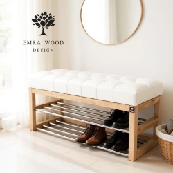 Ławeczka Pufa Pikowana Ekoskóra Biały Guzik Tapicerowany LPP-5 Rozmiary od 50 cm do 200 cm