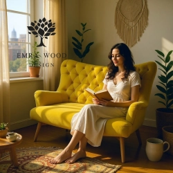 Sofa 2- osobowa Kanapa Fotel Uszak CHESTERFIELD Cytrynowa Żółcień