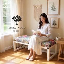 Ławka Pufa Tapicerowana Siedzisko Gładkie Hexagony Mandala LPG-2 Rozmiary od 50 cm do 200 cm